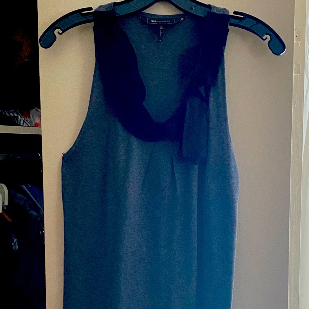 BCBG sleeveless shell with satin bow detail